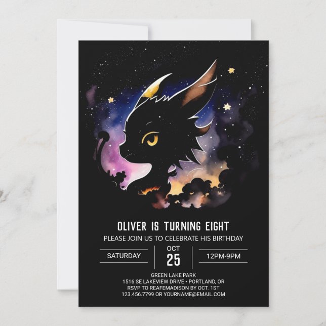 Invitación Cumpleaños encantado de Baby Dragon (Anverso)