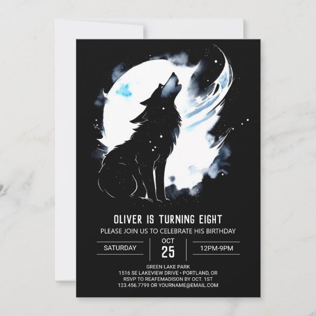 Invitación Cumpleaños encantado de Cute Wolf Pup (Anverso)
