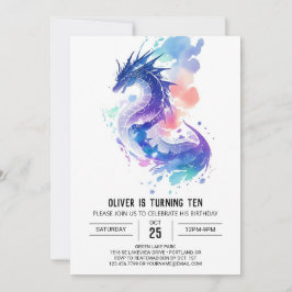 Invitación Cumpleaños encantado de Dragón que Respira Fuego