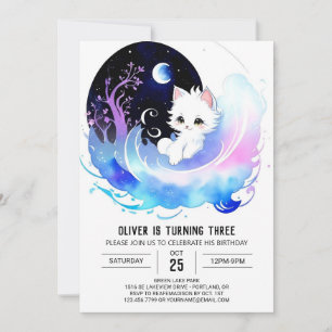 Invitación Cumpleaños encantado de gato en línea