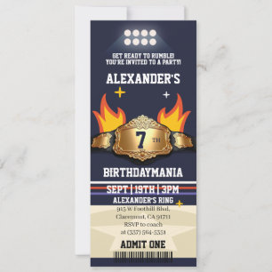 Invitación Cumpleaños Entrada Cinturón de Lucha Libre