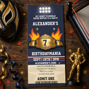 Invitación Cumpleaños Entrada Cinturón de Lucha Libre