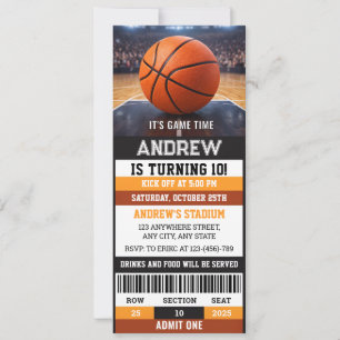 Invitación Cumpleaños Entrada de Baloncesto Personalizada