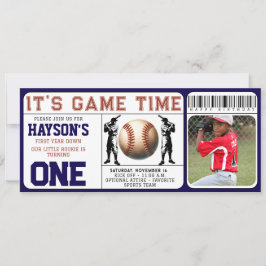 Invitación Cumpleaños Entrada de Béisbol del Primer Año 1er C