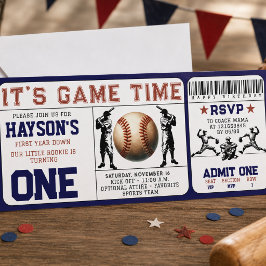 Invitación Cumpleaños Entrada de Béisbol del Primer Año 1er C