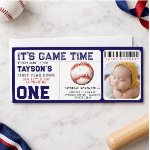 Invitación Cumpleaños Entrada de béisbol primer año