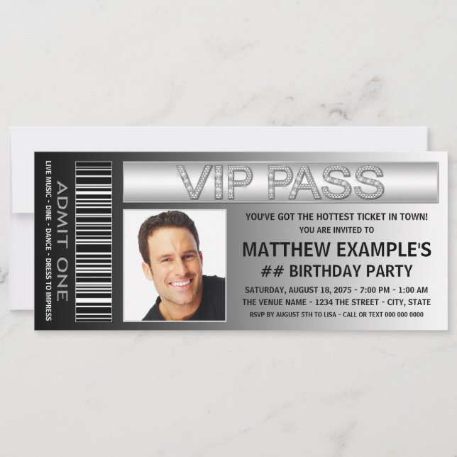 Invitación Cumpleaños Entrada Hombre Fiesta (Anverso)