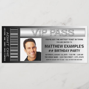 Invitación Cumpleaños Entrada Hombre Fiesta