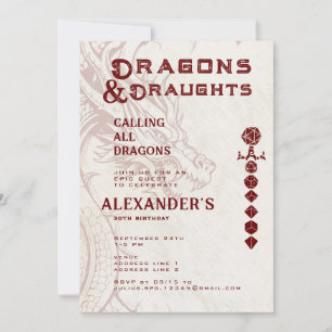 Invitación Cumpleaños Épico de Dragones y Jarras RPG Celta pa