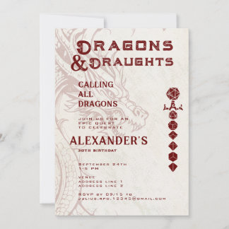 Invitación Cumpleaños Épico de Dragones y Jarras RPG Celta pa