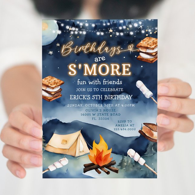 Invitación Cumpleaños es S'mores Fun Night Campfire Fiesta de (Subido por el creador)