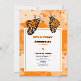 Invitación Cumpleaños es una mariposa monarca Naranja Fiesta