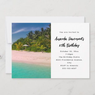 Invitación Cumpleaños Escénico de Playa Tropical Océano Acuam