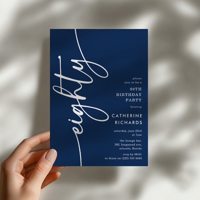 Invitación Cumpleaños Escritura Ochenta 80 (Subido por el creador)