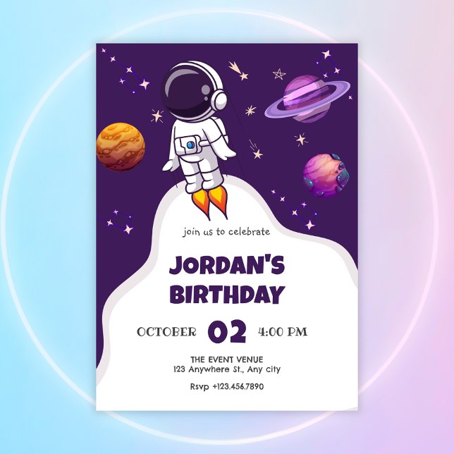 Invitación cumpleaños espacial astronauta (Subido por el creador)
