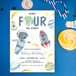 Invitación Cumpleaños espacial cuarto del astronauta