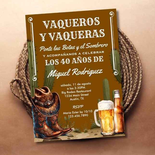 Invitación Cumpleaños Español Vaquero Desierto de Cactus Mexi (Subido por el creador)