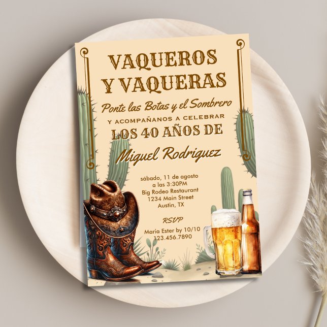 Invitación Cumpleaños Español Vaquero Mexicano Desierto Rústi (Subido por el creador)
