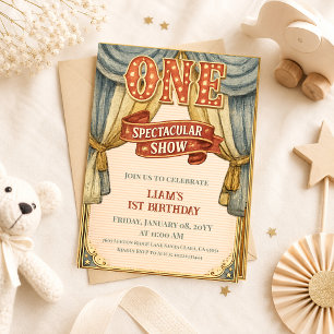 Invitación Cumpleaños Espectacular del Circo Vintage Uno