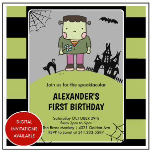 Invitación Cumpleaños espeluznante de Halloween 1er cumpleaño