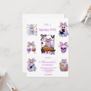 Invitación Cumpleaños espeluznante de Halloween Coquette irid