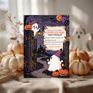 Invitación Cumpleaños espeluznante de Halloween Fantasma Vint