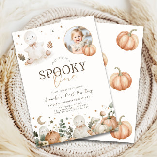 Invitación Cumpleaños espeluznante neutral de Halloween 1er c