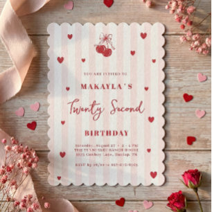 Invitación Cumpleaños Estético Coquette Cherry 22