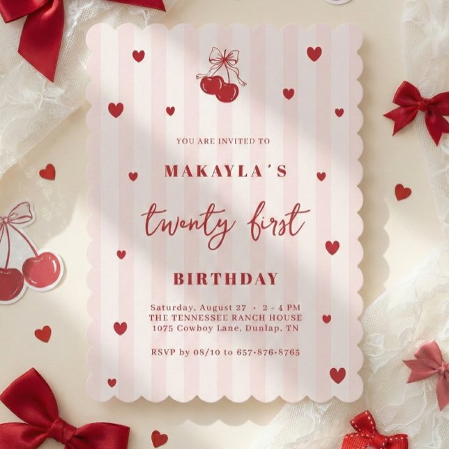 Invitación Cumpleaños Estético Corazón Coquette 21 (Subido por el creador)