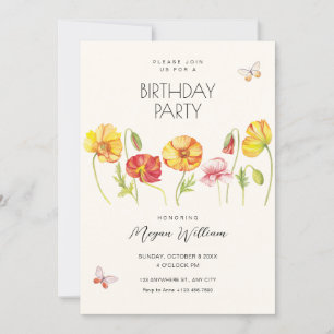 Invitación Cumpleaños estético de flores