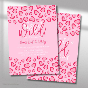 Invitación Cumpleaños Estilo Animal Print Rosa Leopardo Fiest