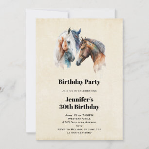 Invitación Cumpleaños estilo boho occidental con caballos her