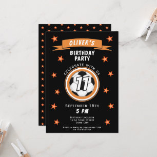 Invitación Cumpleaños Estrella Deportes Balón Fútbol Moderno