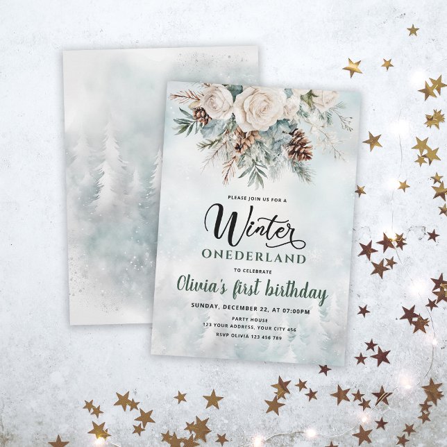Invitación Cumpleaños Evergreen Winter Onederland (Subido por el creador)