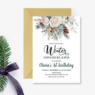 Invitación Cumpleaños Evergreen Winter Onederland
