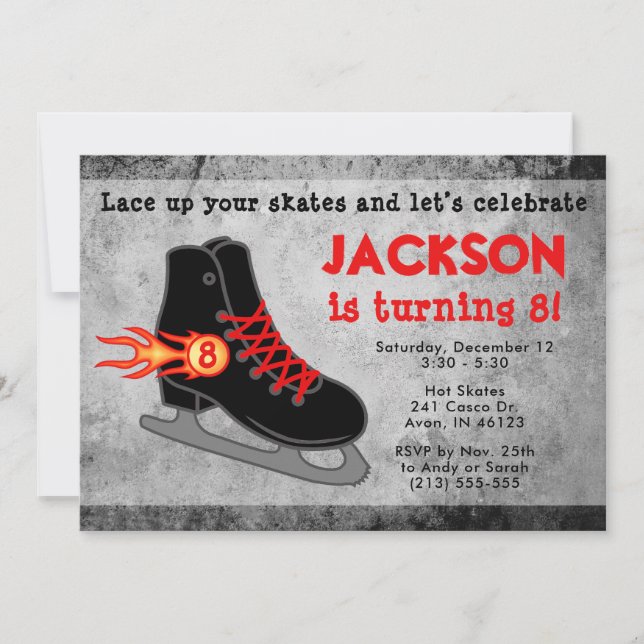 Invitación Cumpleaños extremo de la patineta helada del niño (Anverso)