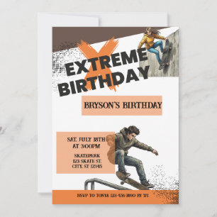 Invitación Cumpleaños extremo de monopatín