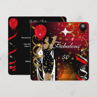 Invitación Cumpleaños fabuloso cincuenta cincuenta con estrel