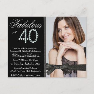 Invitación Cumpleaños fabuloso de 40 fotos del diamante