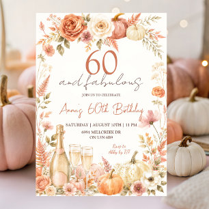 Invitación Cumpleaños fabuloso de otoño floral boho adulto