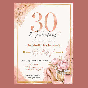 Invitación Cumpleaños fabuloso de peonía y perfume 30