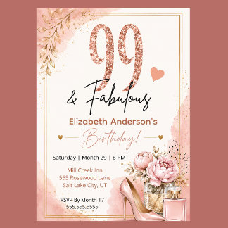 Invitación Cumpleaños fabuloso de peonía y perfume 99