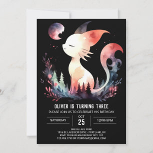 Invitación Cumpleaños felino minimalista