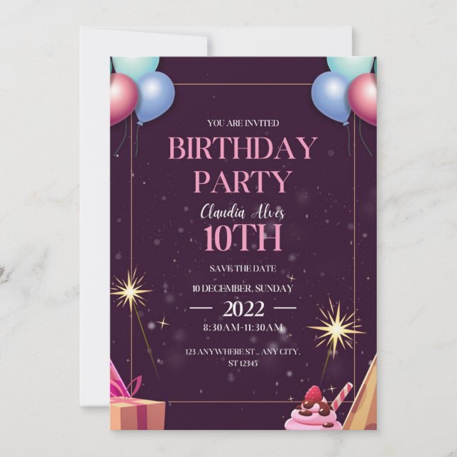 Invitación cumpleaños feliz (Anverso)