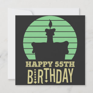 Invitación cumpleaños feliz 55 cita verde amarillo