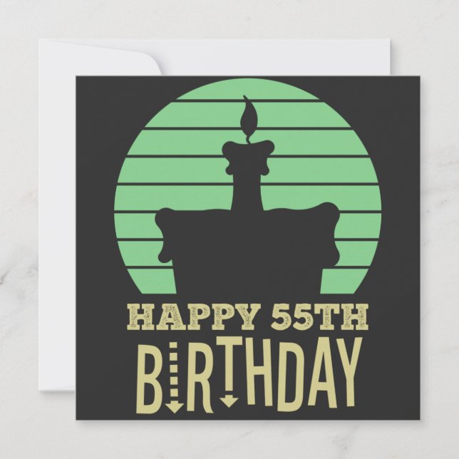 Invitación cumpleaños feliz 55 cita verde amarillo (Anverso)