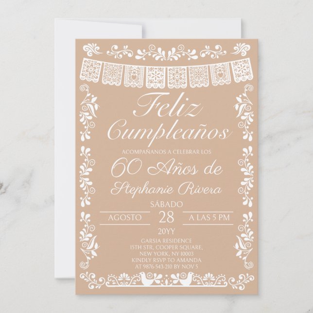 Invitación Cumpleaños Feliz 60 Cumpleaños (Anverso)