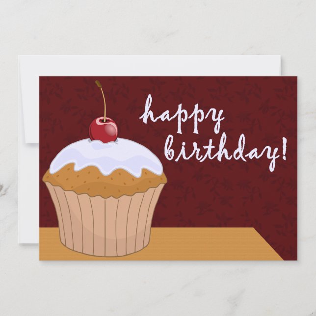 Invitación cumpleaños feliz : cupcake gigante : (Anverso)