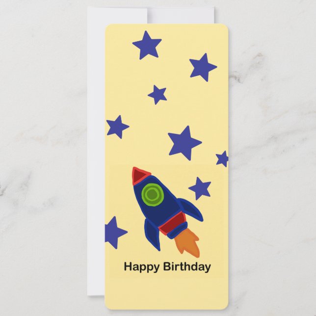 Invitación Cumpleaños Feliz de Barco Espacial 🚀 (Anverso)