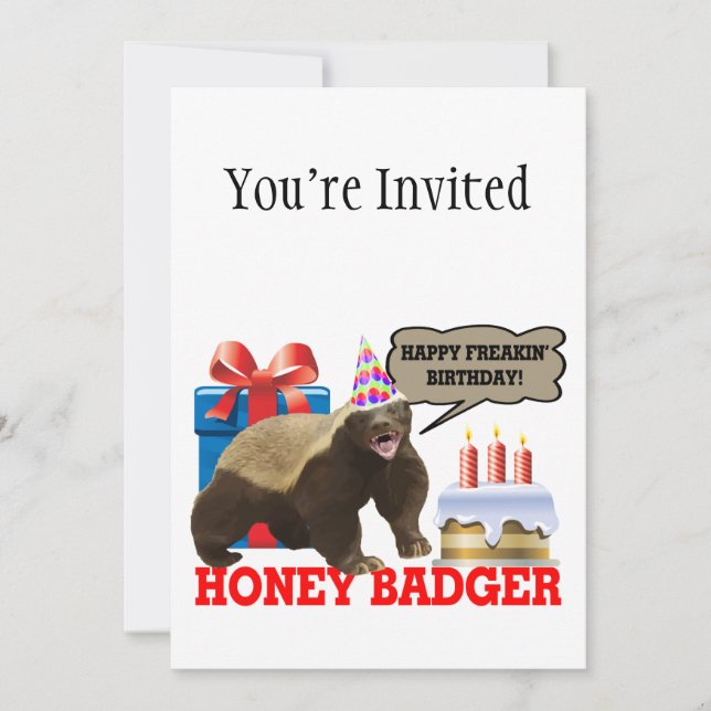 Invitación Cumpleaños feliz de Freakin del tejón de miel (Anverso)